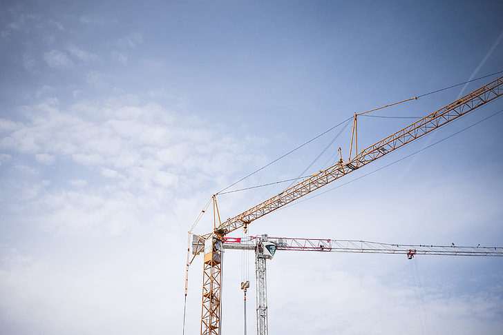 Big Lifting Cranes at Construction Site