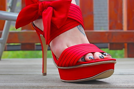 women's red leather open-toe platform ankle strap sandals