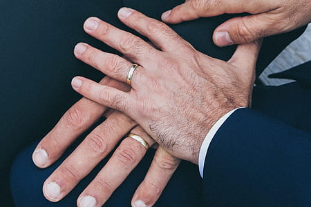 two persons wearing gold-colored rings