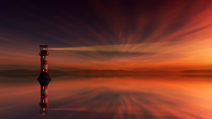 view of lighthouse during sunset