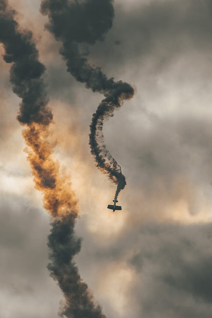smoke emitting biplane