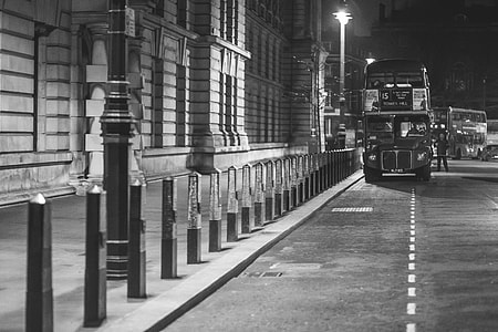 Black and White Vintage London Bus