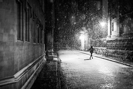 person, walking, outside, city, urban, snow