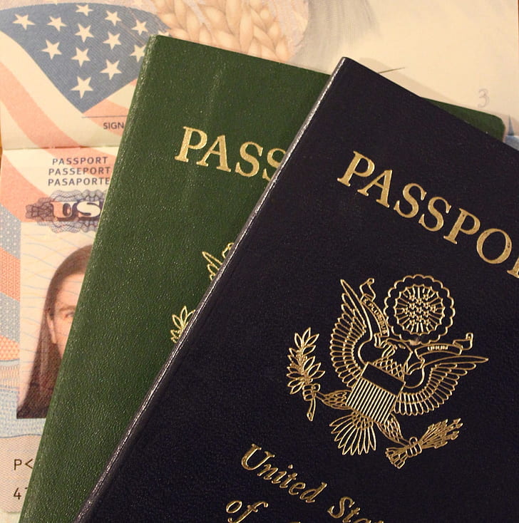 two black and green passports
