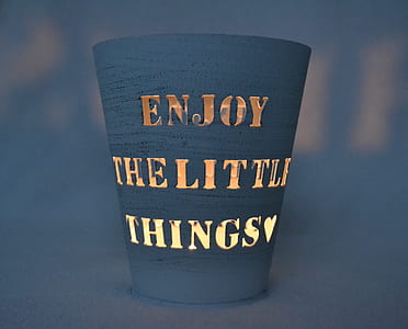 gray Enjoy the Little Things-print plant pot