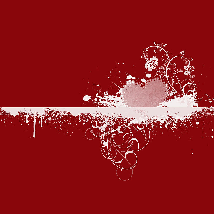 red and white flower and heart art decor