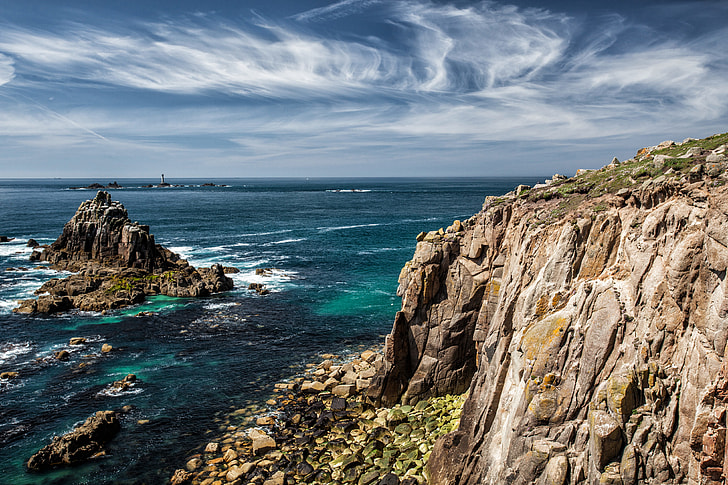 Coastal shot of rock formations in Cornwall, England. Image captured with a Canon 5D DSLR
