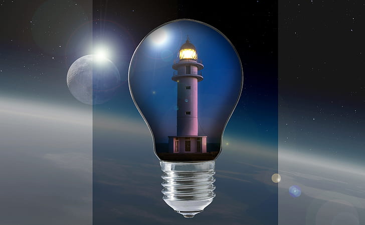 lighthouse inside bulb illustration