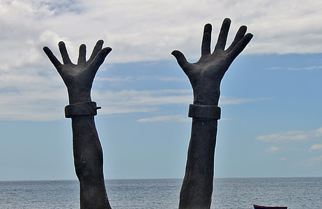 silhouette of person's two hands