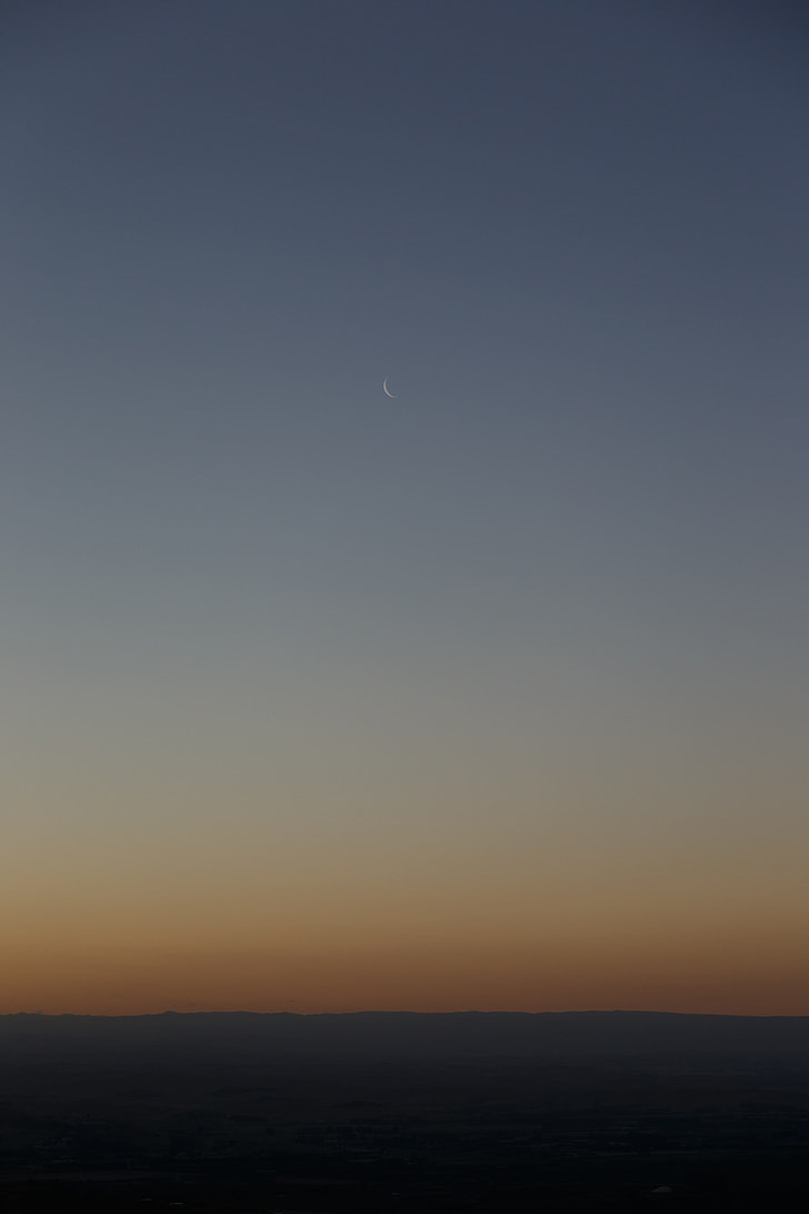 first quarter moon during dawn