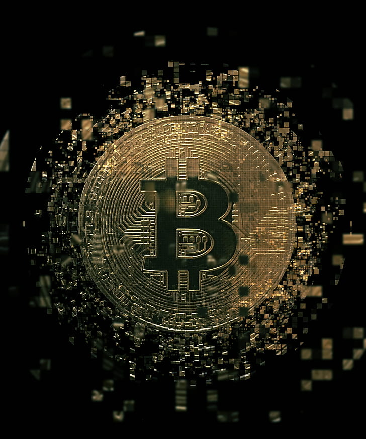 gold-colored Bitcoin coin