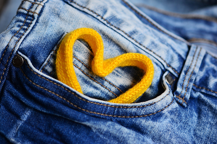 Pocket of denim jeans with love heart