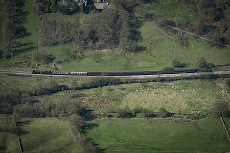 aerial photo of black train