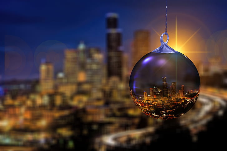 clear glass pendant water globe