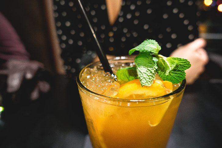 Orange juice drink with mint