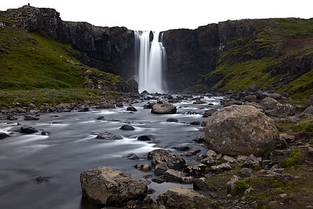 time lapse photo of waterfalls