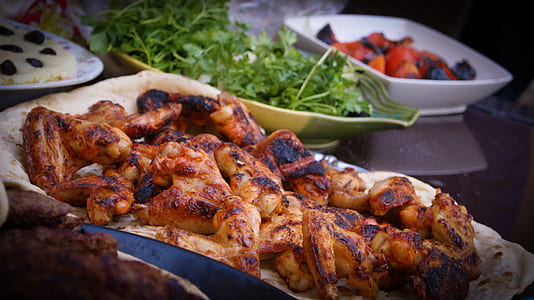 grilled chicken on tray