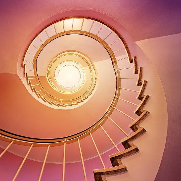 pink spiral stairs illustration