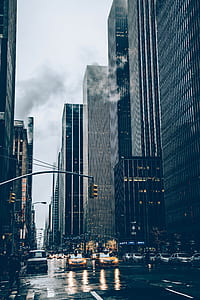 high rise building with smoke