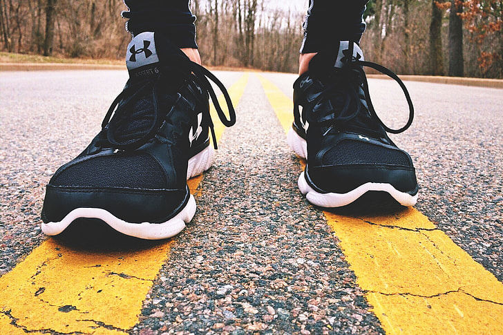 Shoes and sneakers for road jogging exercise