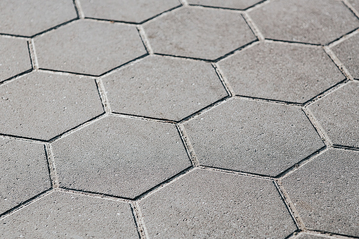 Hexagonal floor tiles
