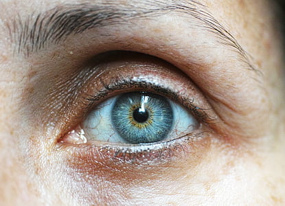 person's left blue eye