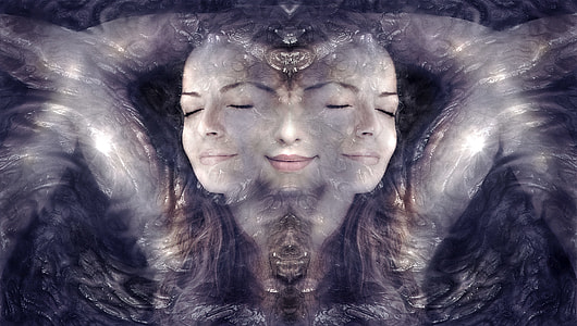double exposure photography of woman