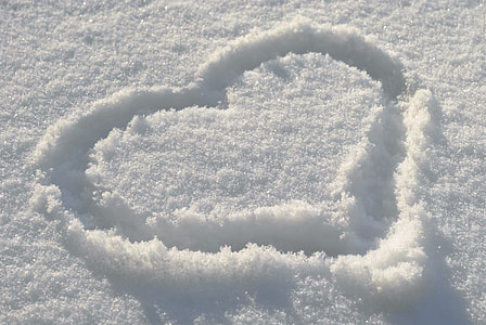 heart shaped drawing of snow
