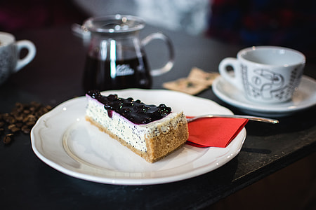 Cheesecake with poppy seed and blueberries
