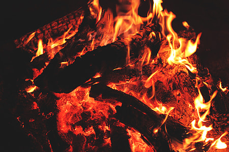 Burning wood on an open fire