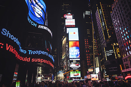 Night shot of Times Square in Manhattan, New York City