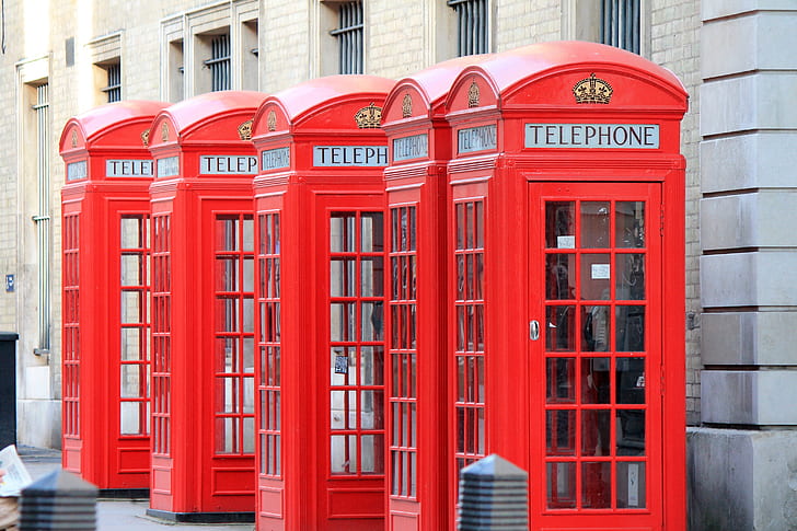 four telephone booths