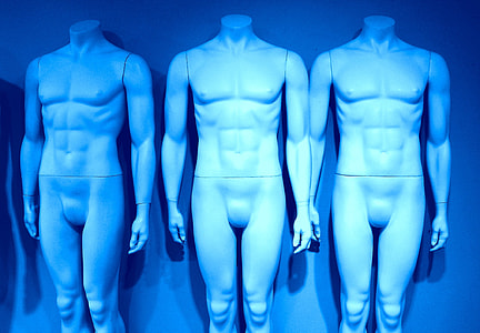 three white male mannequins