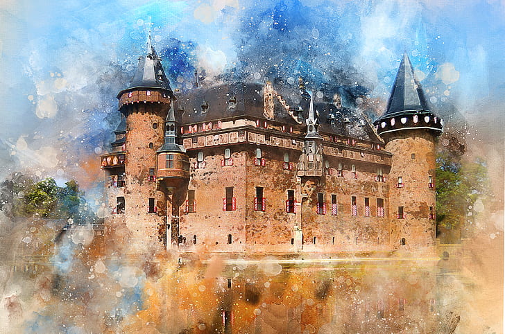 brown castle painting