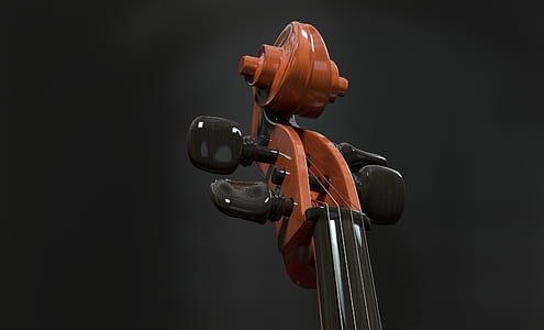 selective focus photograph of violin headstock