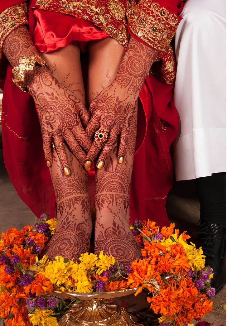 woman hand floral henna tattoo