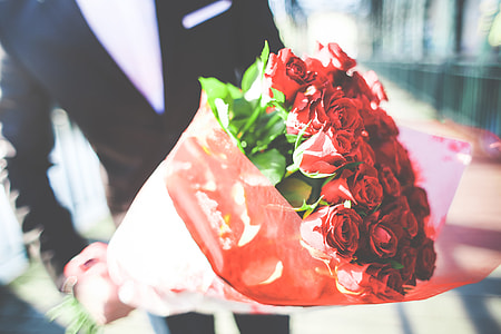 Gentleman Holding a Bouquet of Roses #2