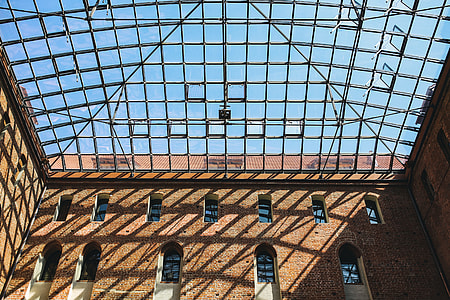 Old brick castle with glass roof