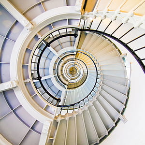 white spiral stair