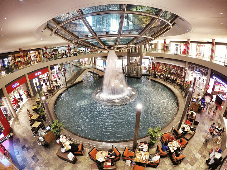 round water fountain inside restaurant