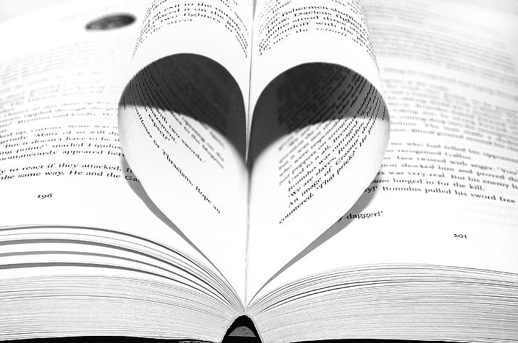 book page folded in heart shape