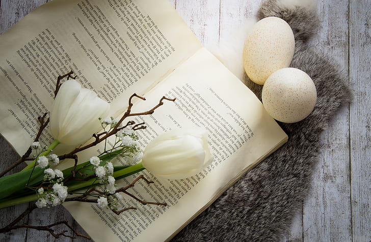 white flowers on top of opened book