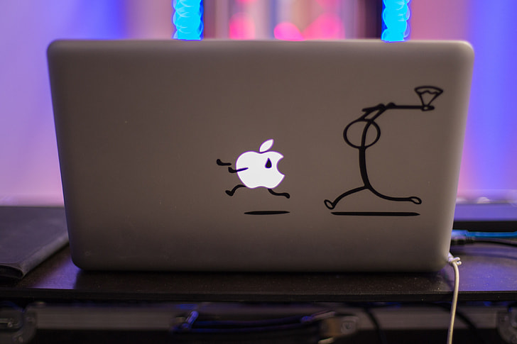 turned-on silver MacBook