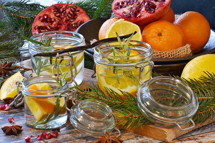 sliced lemon in clear glass jars