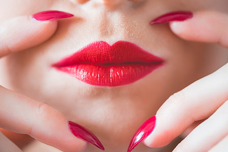 Beauty Perfect Red Lips and Nail Design