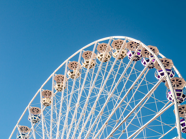 photo of white Ferris wheel during clear sunny skies