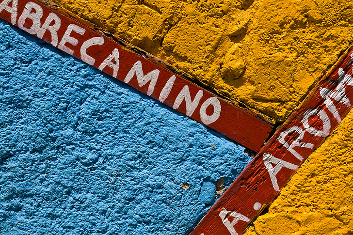 Close-up shot of a colourful wall on Callejon-De-Hamel, Havana, Cuba