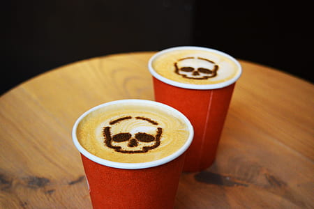 cup of espresso coffee with skull