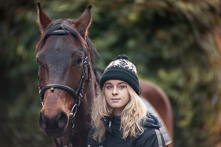woman and horse portrait photo