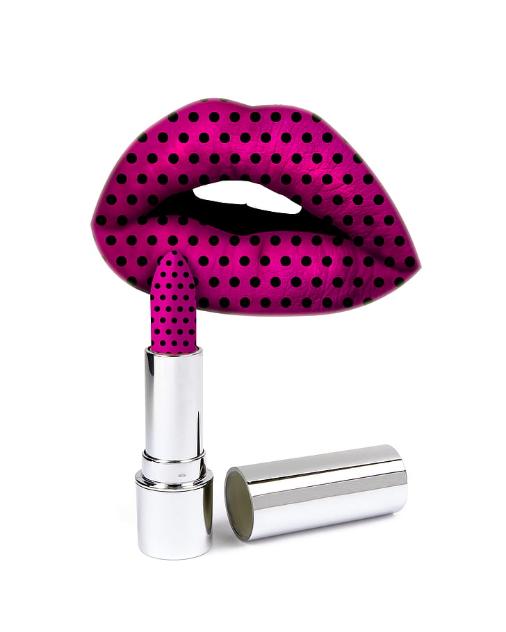 pink and black polka-dot lipstick